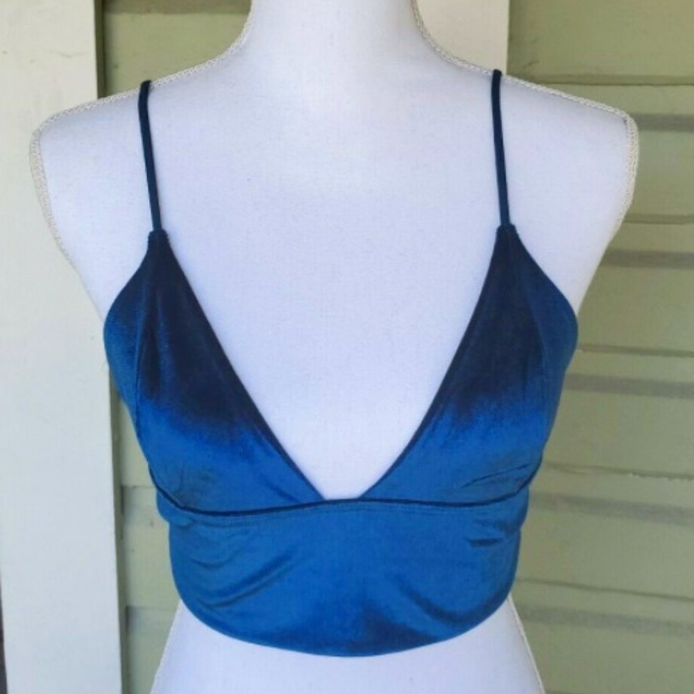 Teal Velvet Long Line Bralette S, M, L